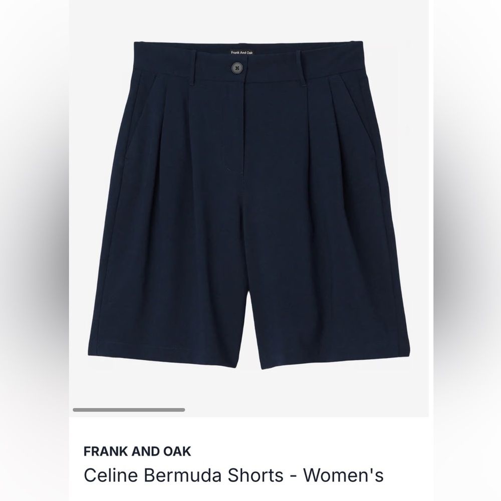 Frank & Oak High Waist Blue Tailored Shorts